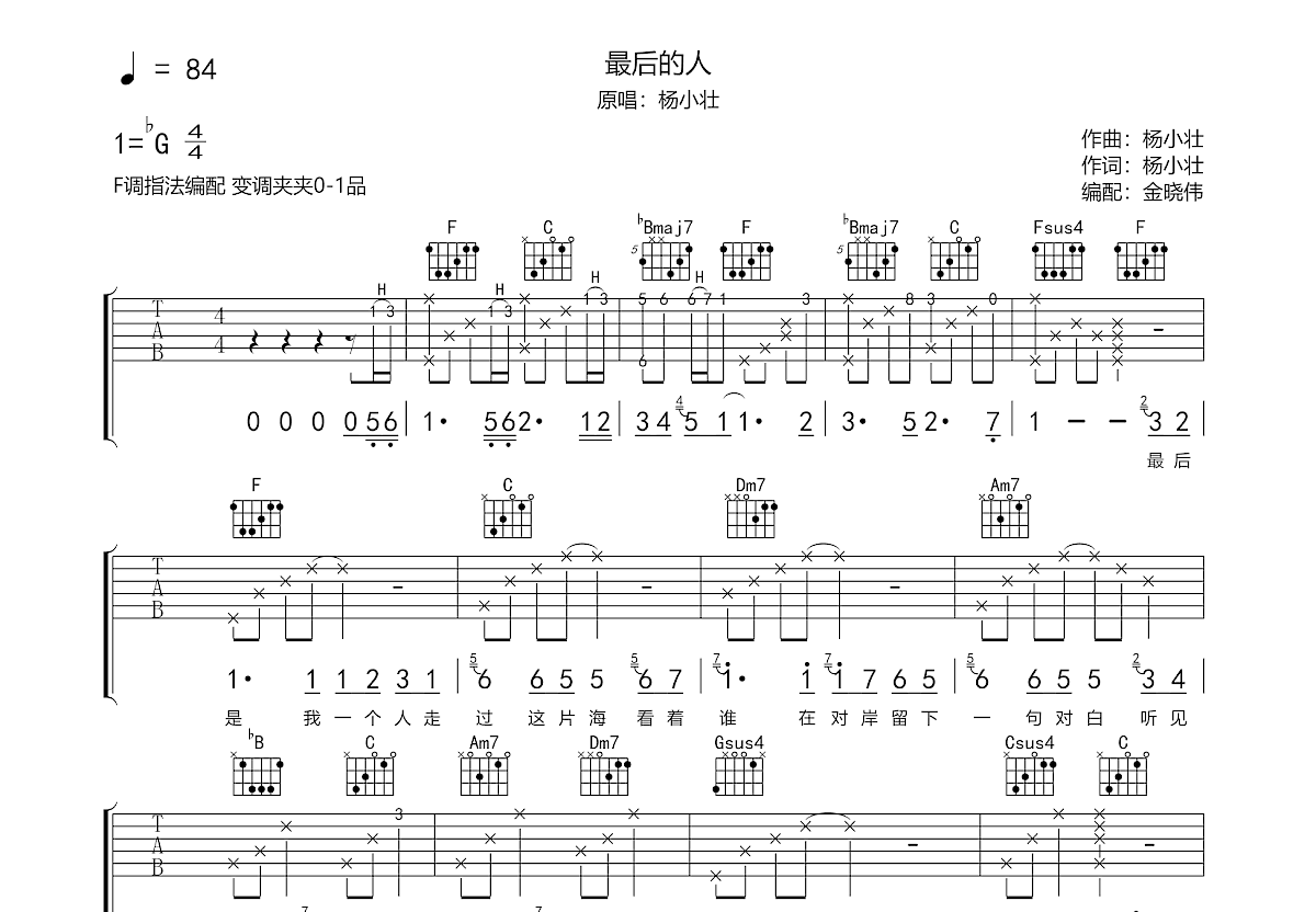 最后的人吉他谱预览图