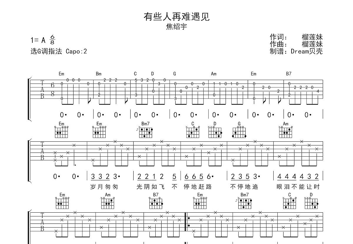 有些人再难遇见吉他谱预览图