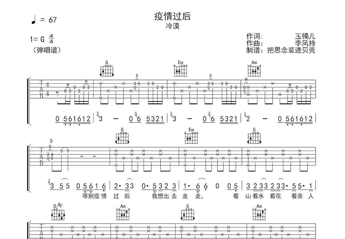 疫情过后吉他谱预览图