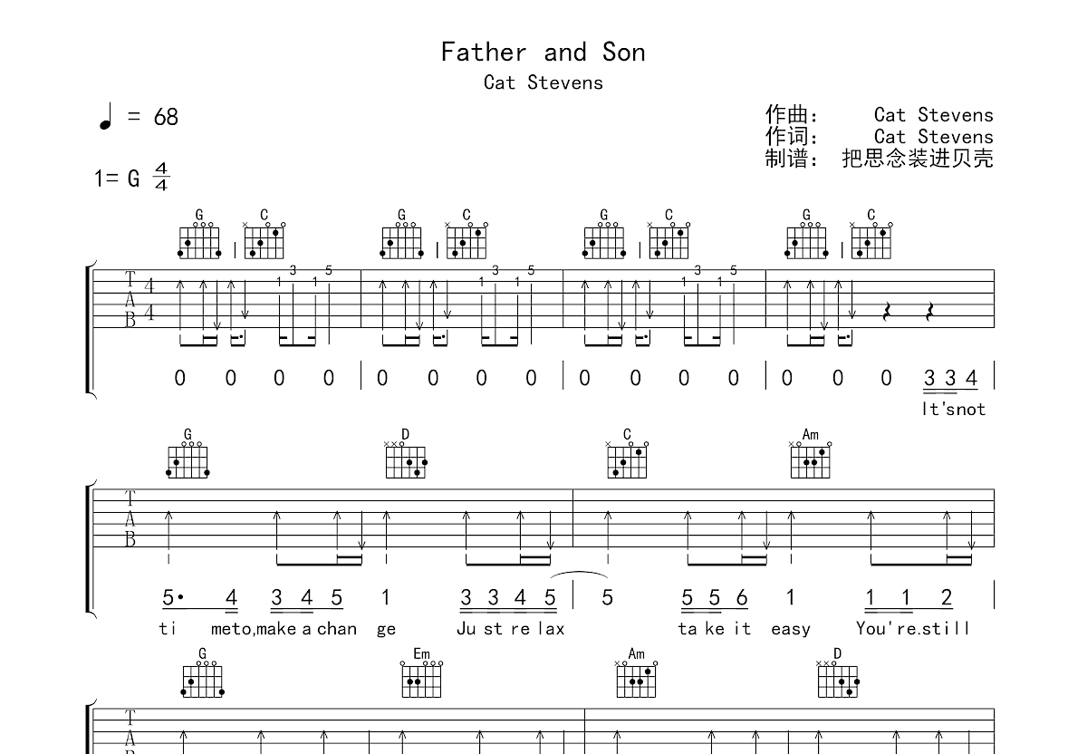 Father and son吉他谱预览图