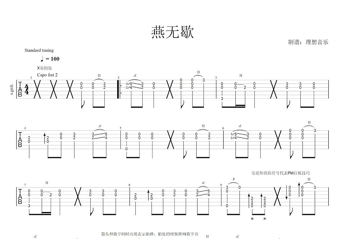 燕无歇吉他谱预览图
