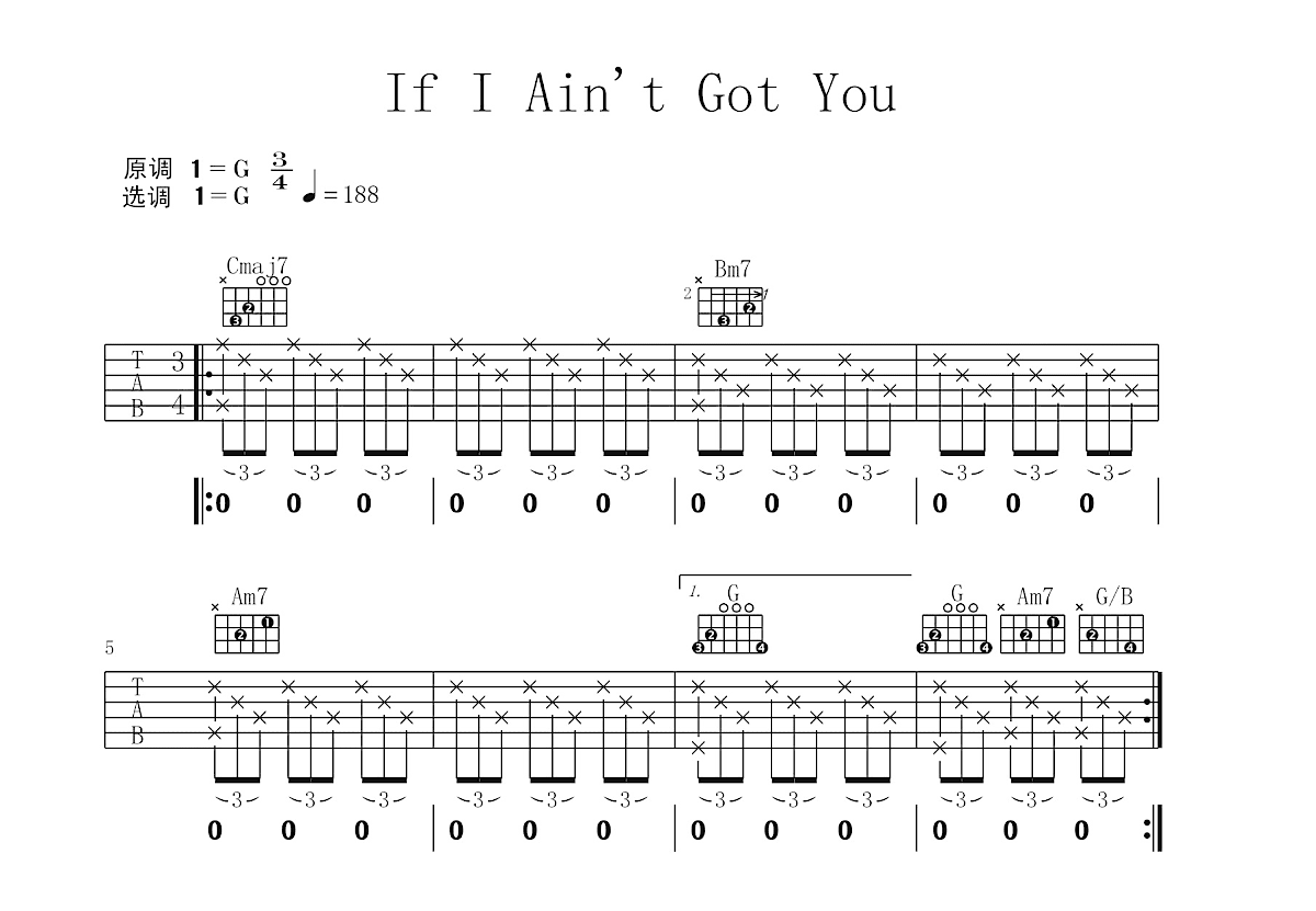If l Ain't Got You吉他谱预览图