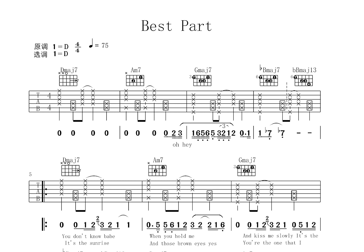 Best Part吉他谱预览图