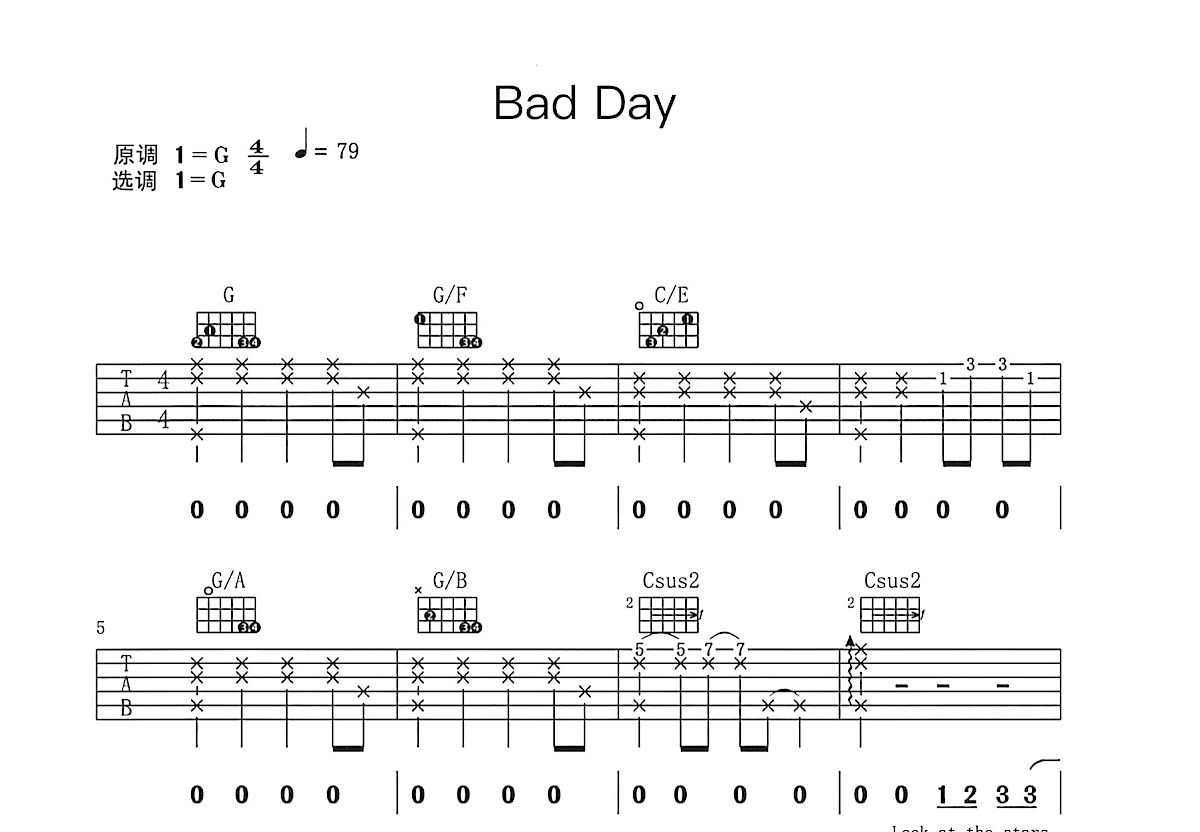 Bad Day吉他谱预览图