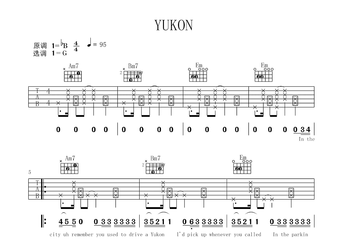 YUKON吉他谱预览图