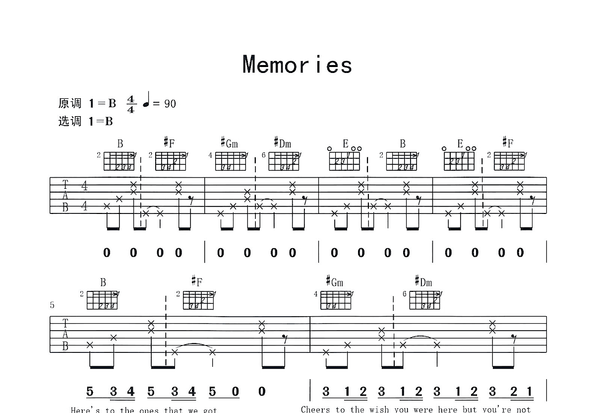 Memories吉他谱预览图