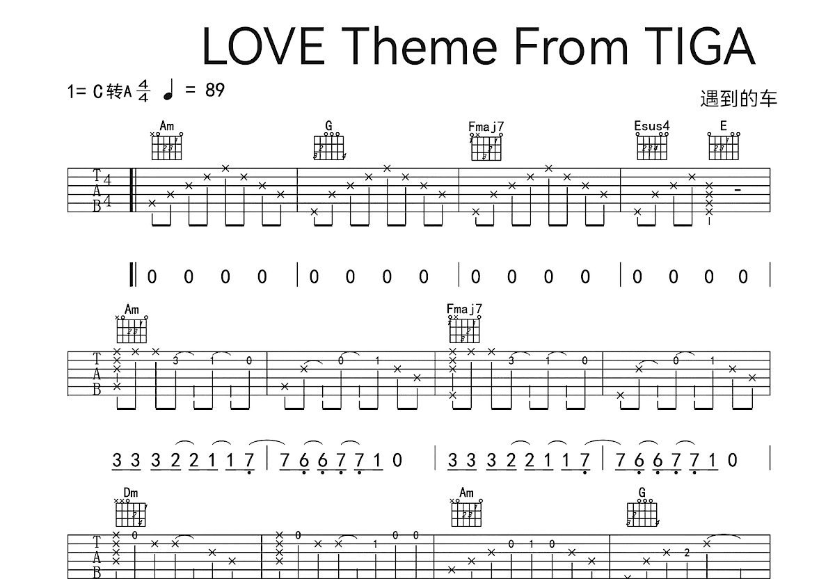 LOVE Theme From TIGA吉他谱预览图