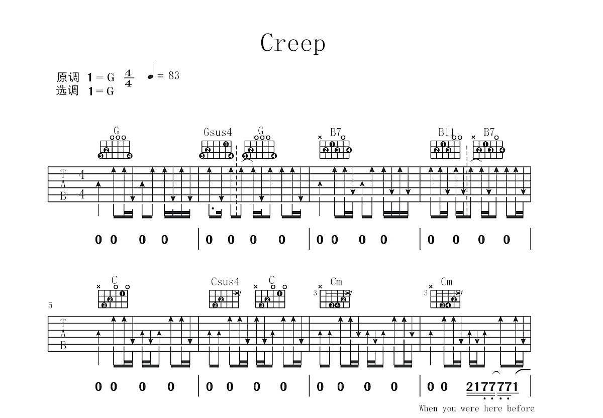 Creep吉他谱预览图