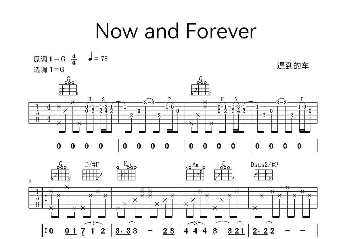 Now and forever吉他谱预览图