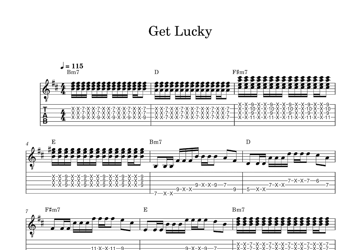Get Lucky吉他谱预览图