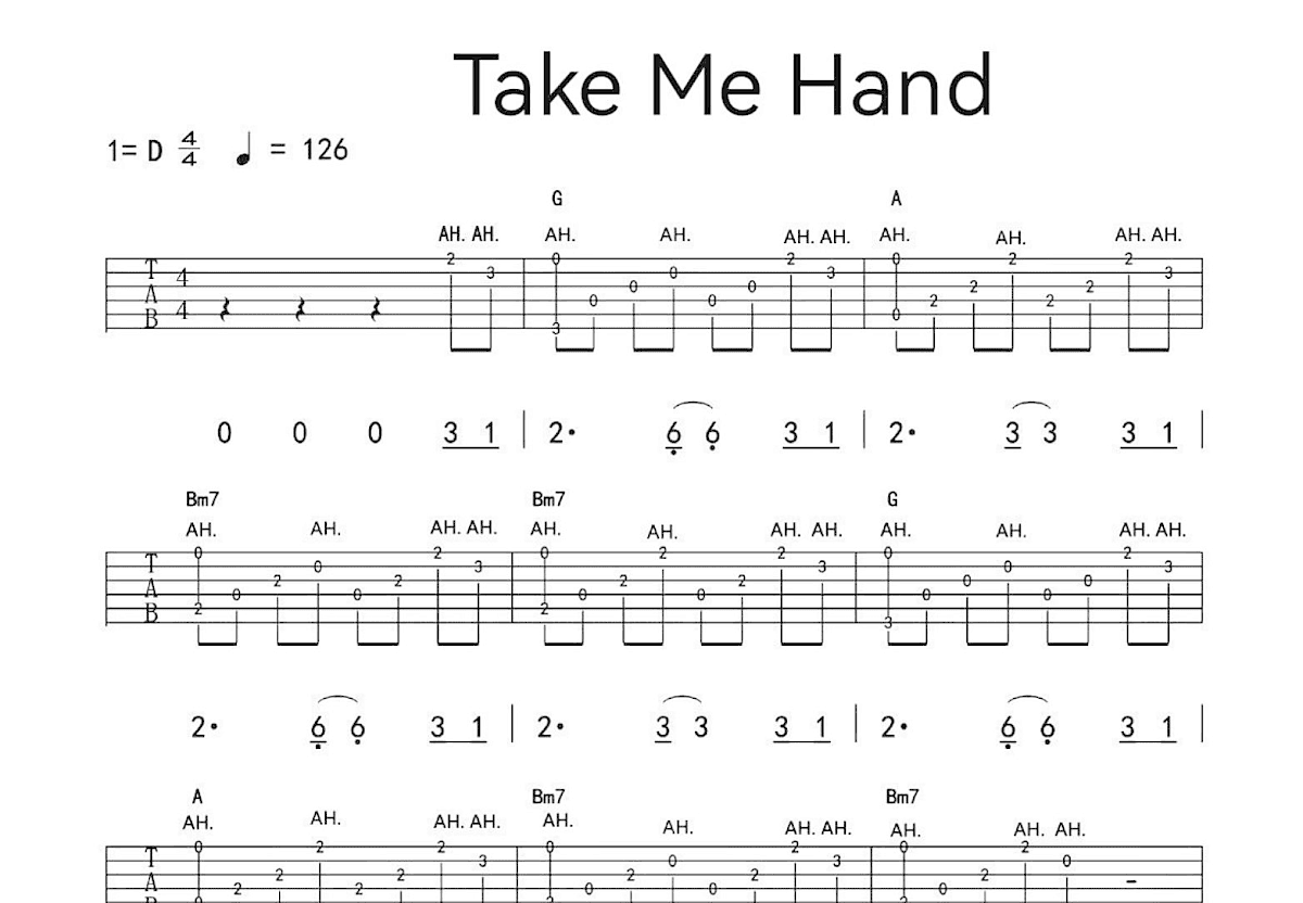 Take Me Hand吉他谱预览图