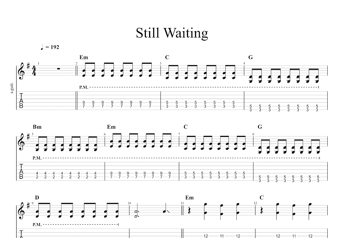 Still Waiting吉他谱预览图