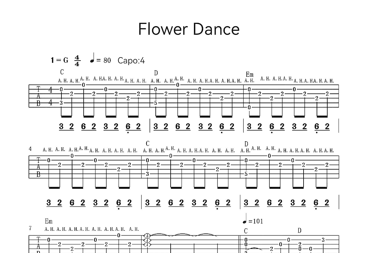 Flower Dance吉他谱预览图