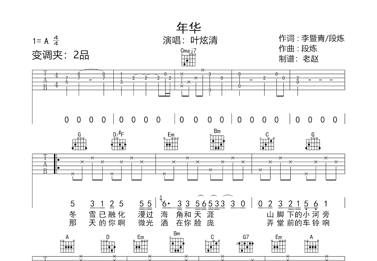 年华吉他谱预览图