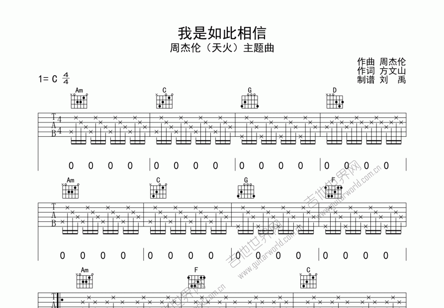 我是如此相信吉他谱预览图