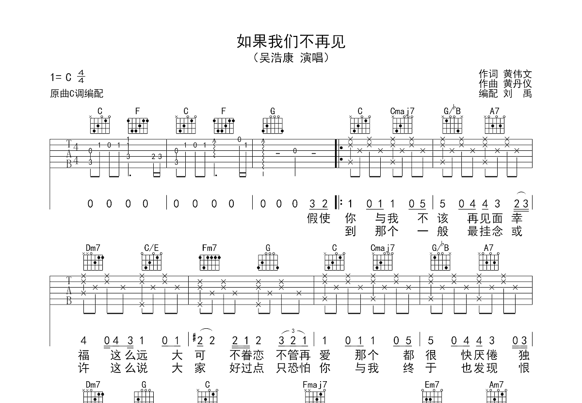 如果我们不再见吉他谱预览图