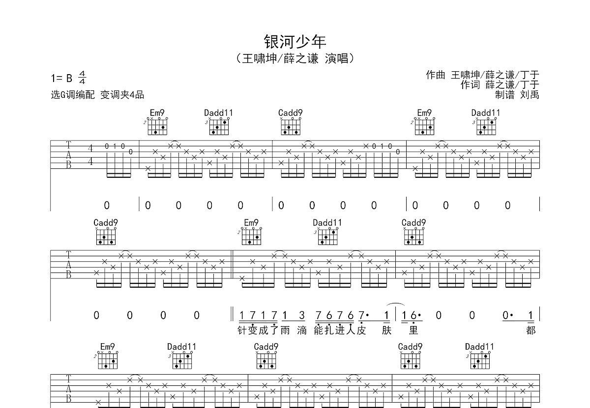 银河少年吉他谱预览图