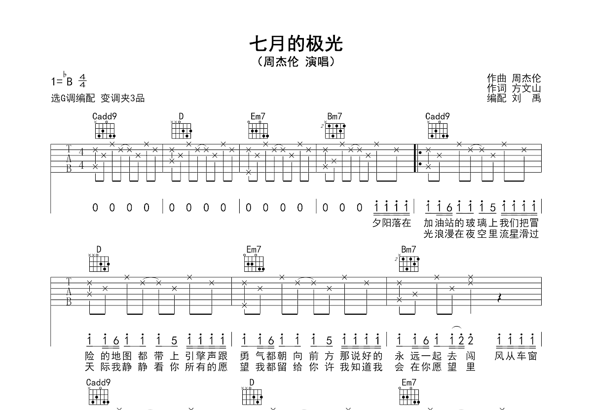 七月的极光吉他谱预览图