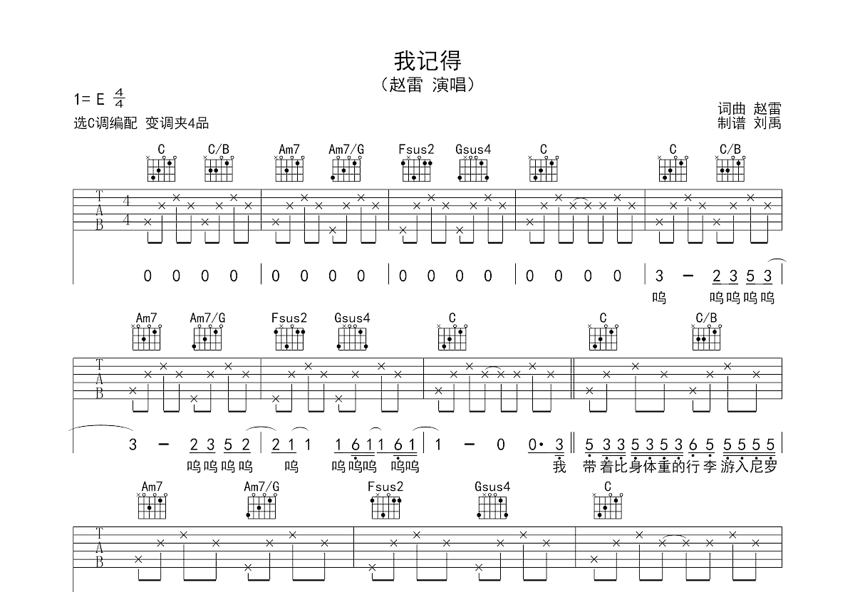 我记得吉他谱预览图