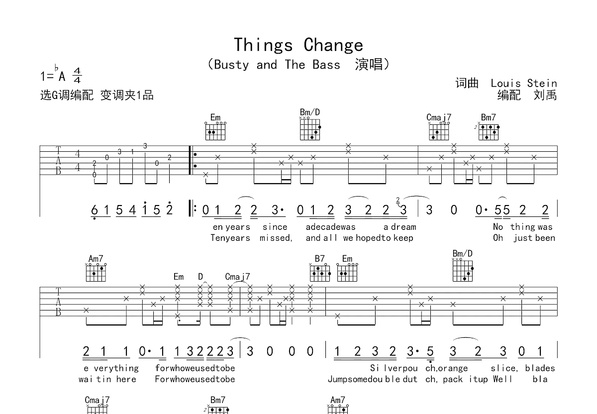 Things Change吉他谱预览图