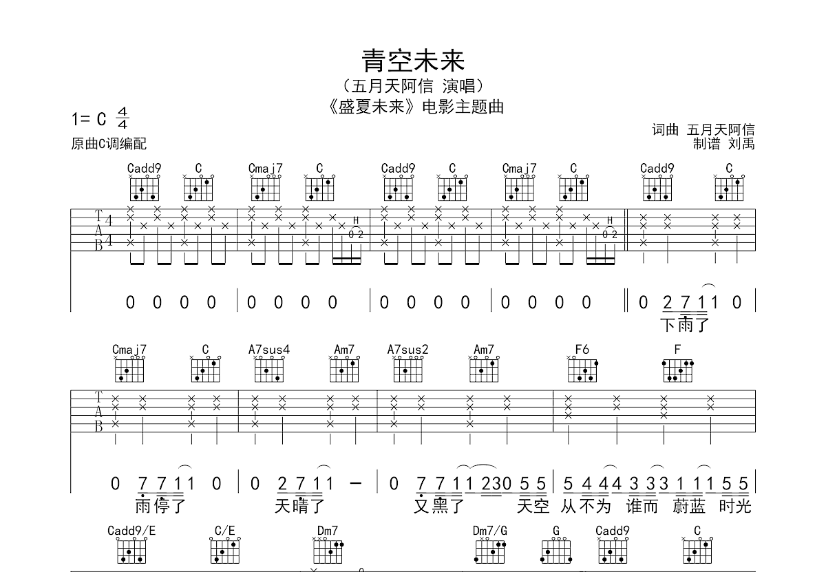 青空未来吉他谱预览图