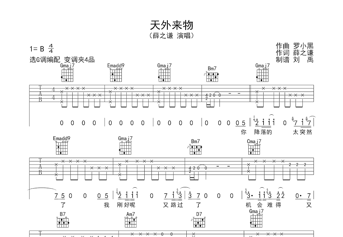 天外来物吉他谱预览图