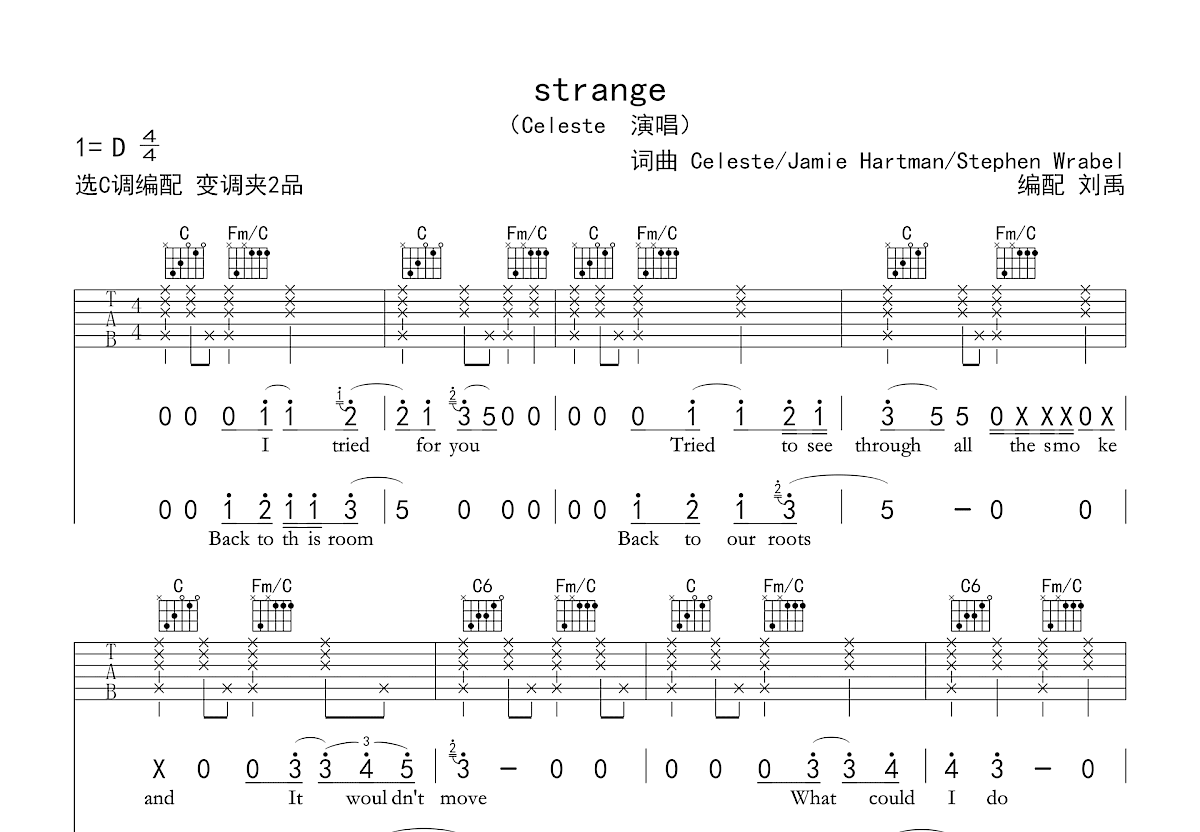 Strange吉他谱预览图