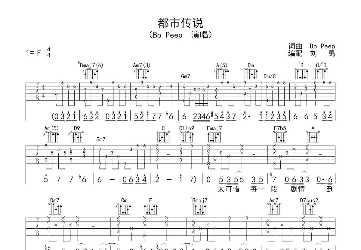 都市传说吉他谱预览图