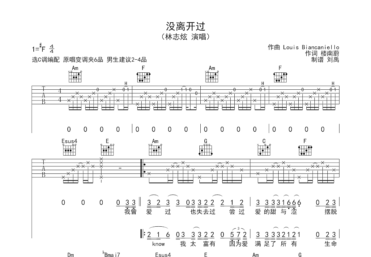 没离开过吉他谱预览图