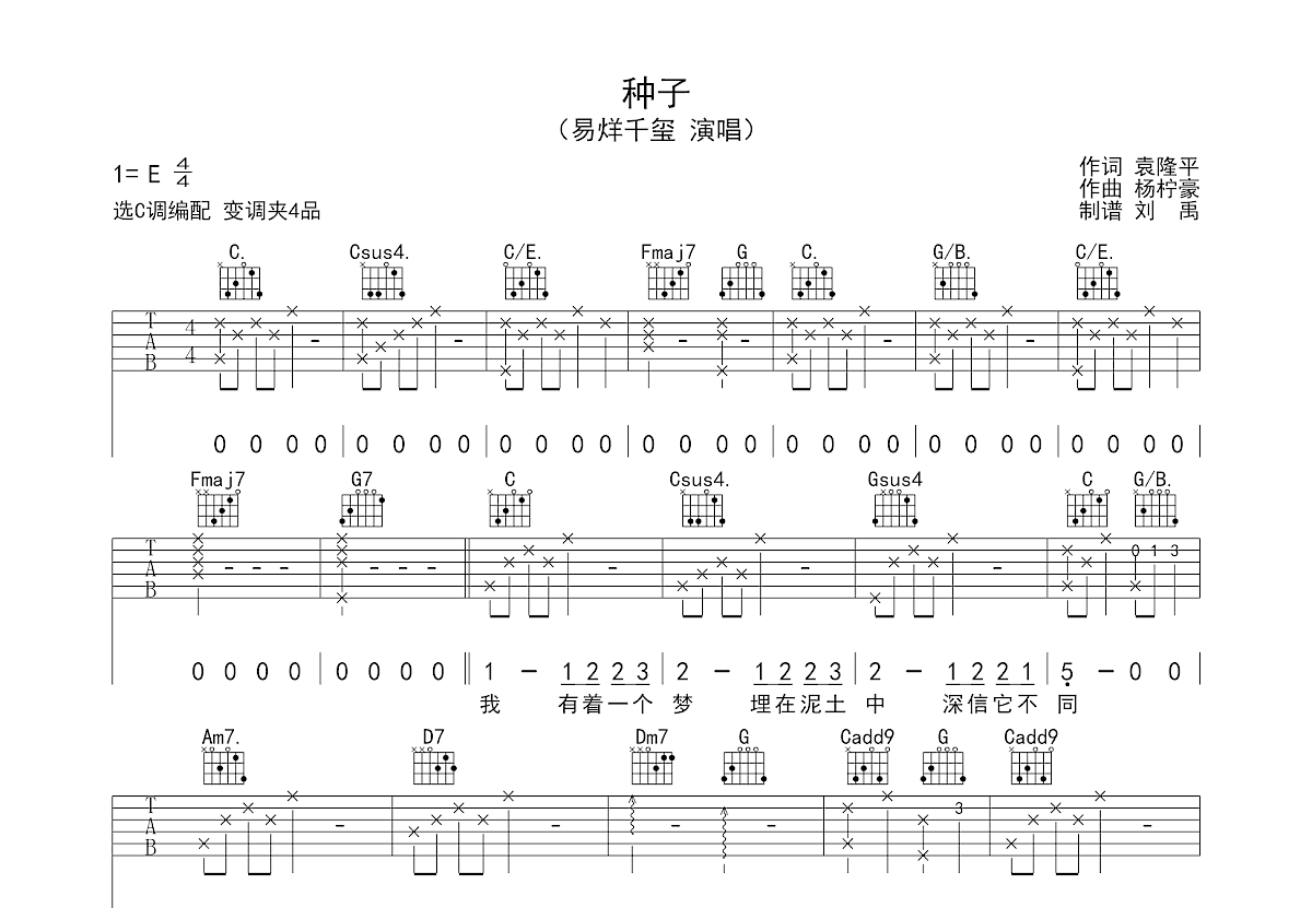 种子吉他谱预览图