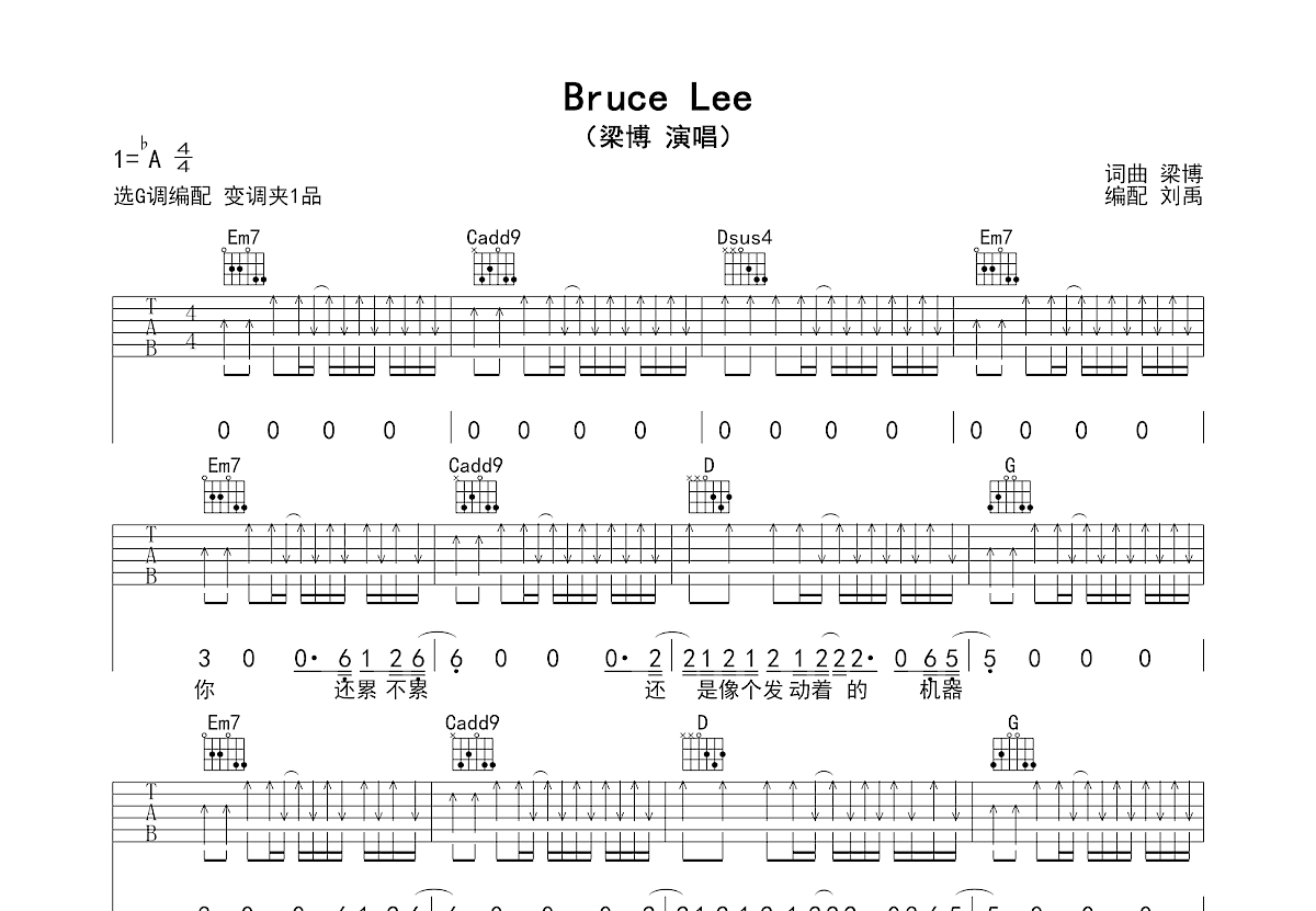 Bruce Lee吉他谱预览图
