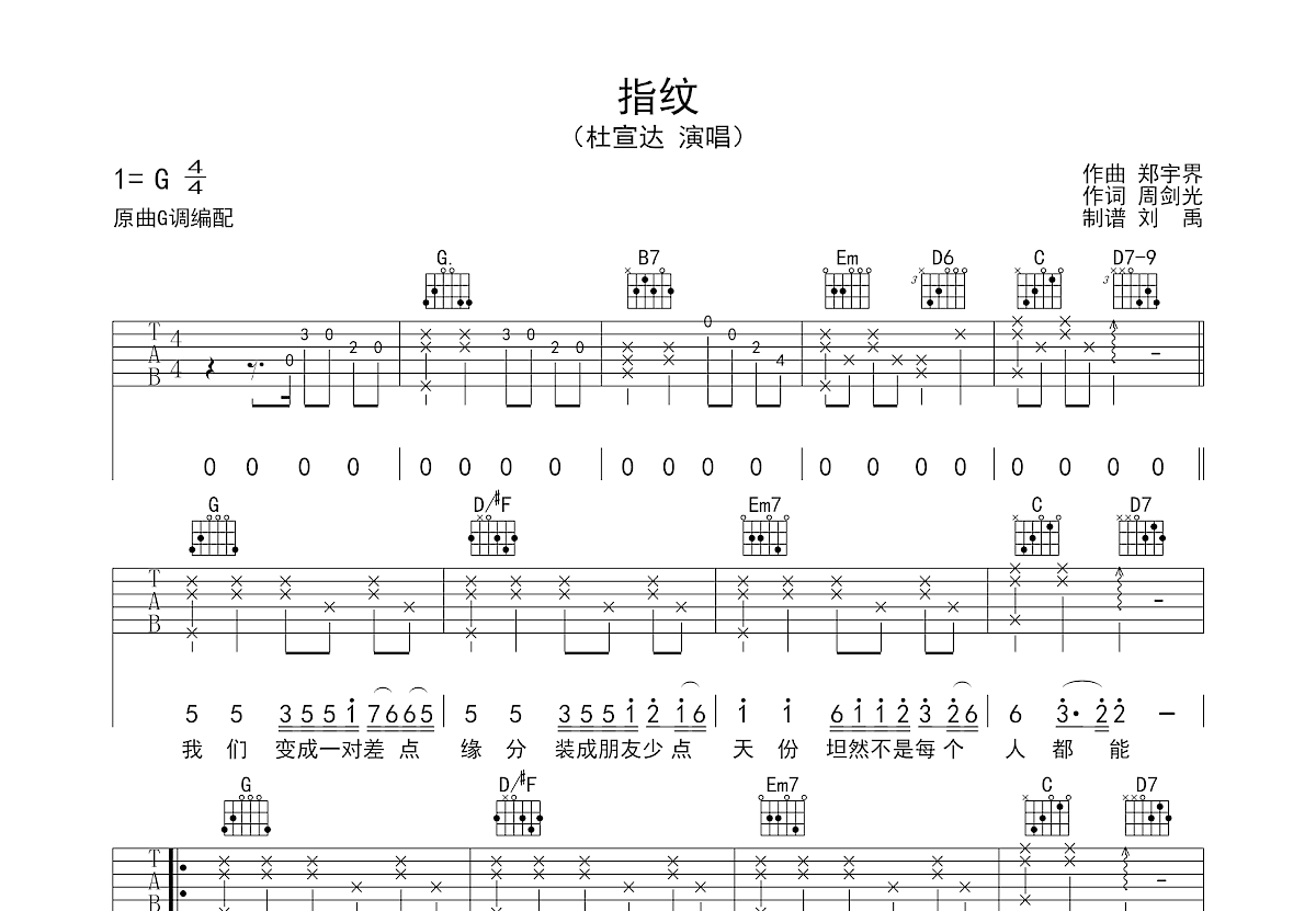 指纹吉他谱预览图