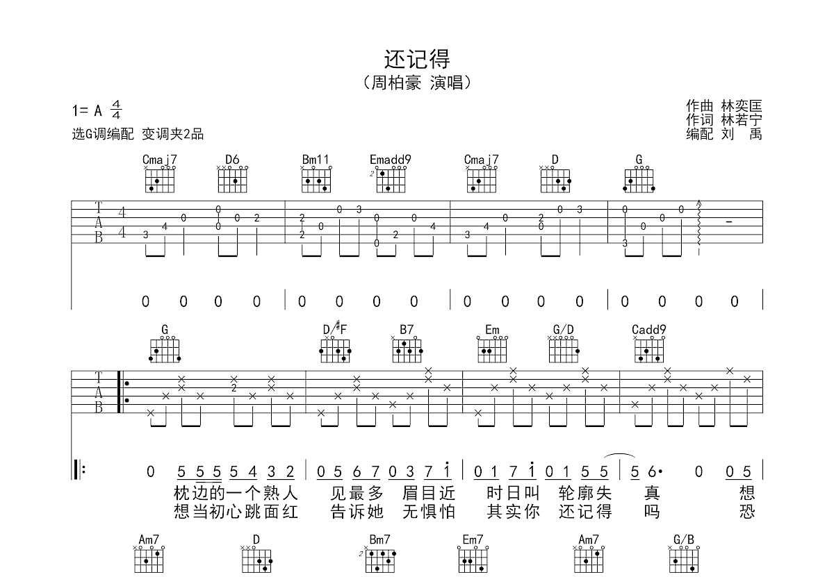 还记得吉他谱预览图