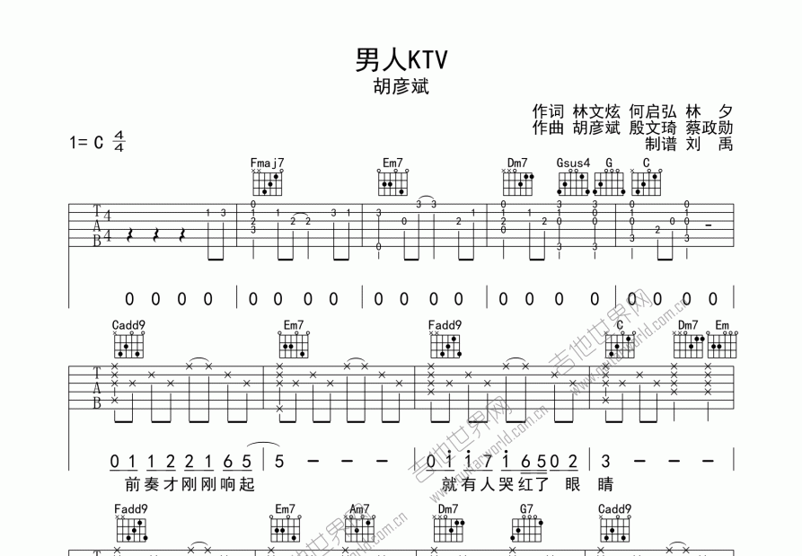 男人KTV（国语）吉他谱预览图