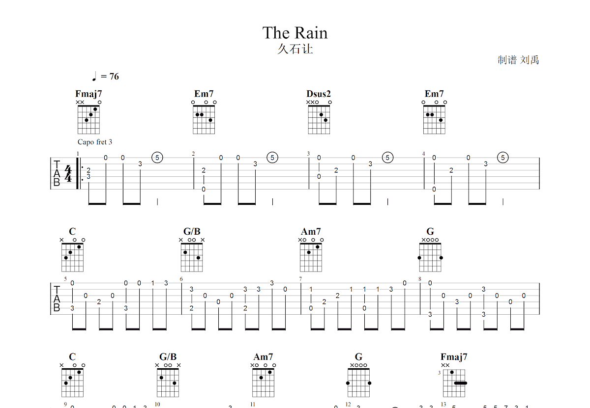 The Rain吉他谱预览图