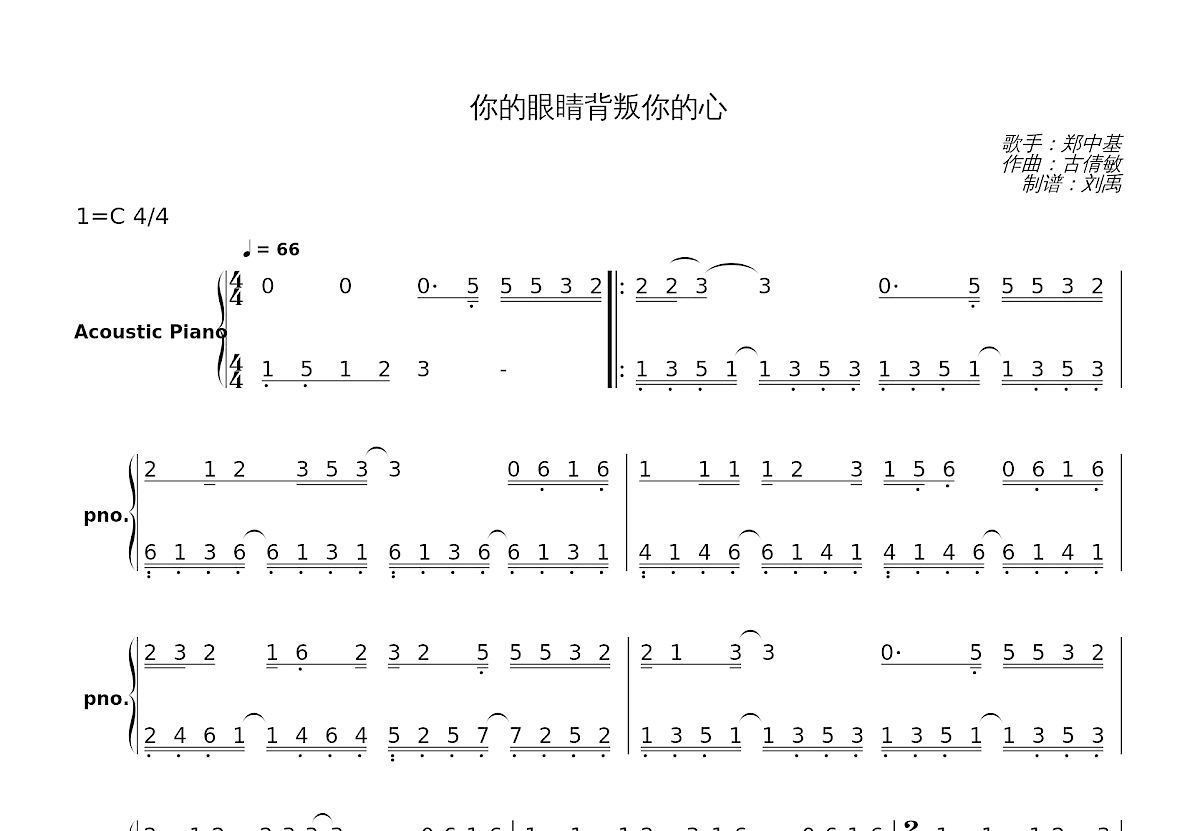 你的眼睛背叛你的心简谱预览图