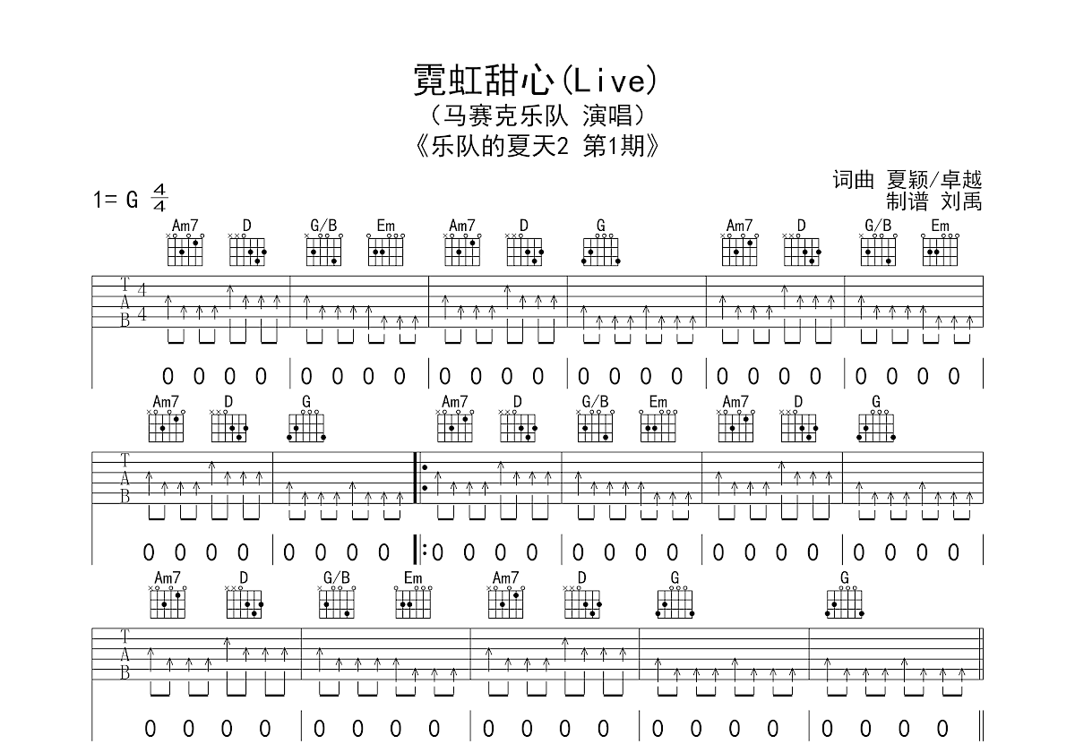 霓虹甜心吉他谱预览图