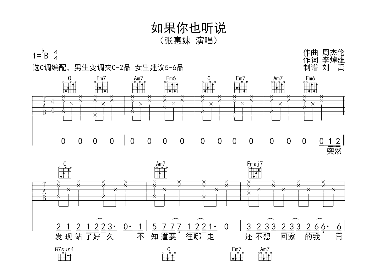 如果你也听说吉他谱预览图