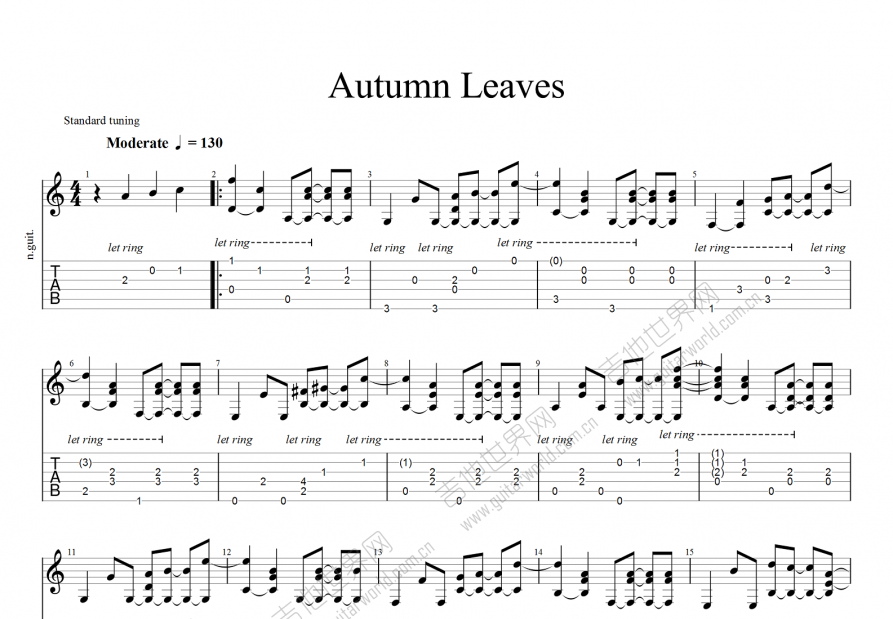 AUTUMN lEAVES吉他谱预览图