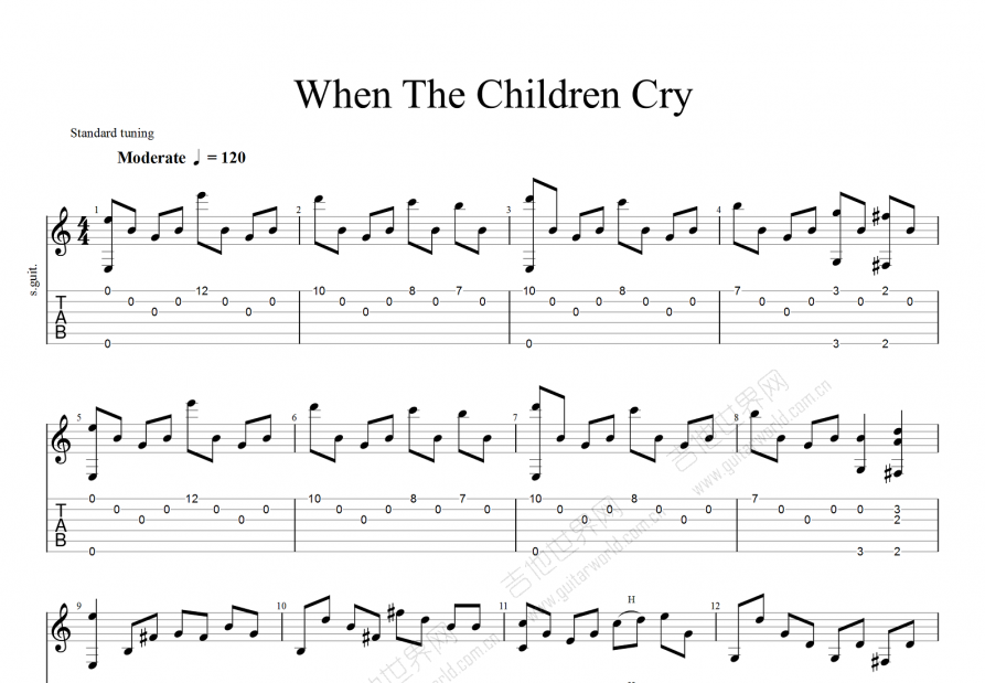 When The Children Cry吉他谱预览图