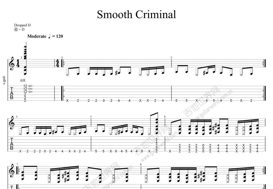 Smooth Criminal吉他谱预览图