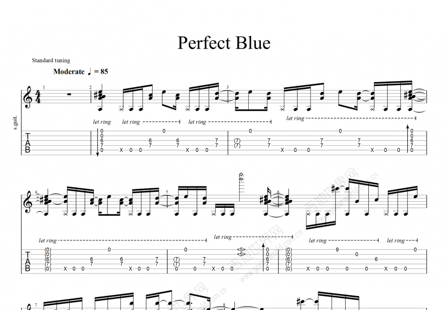 Perfect Blue吉他谱_郑成河_G调指弹