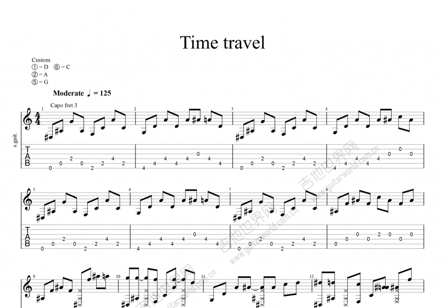 Time travel吉他谱预览图