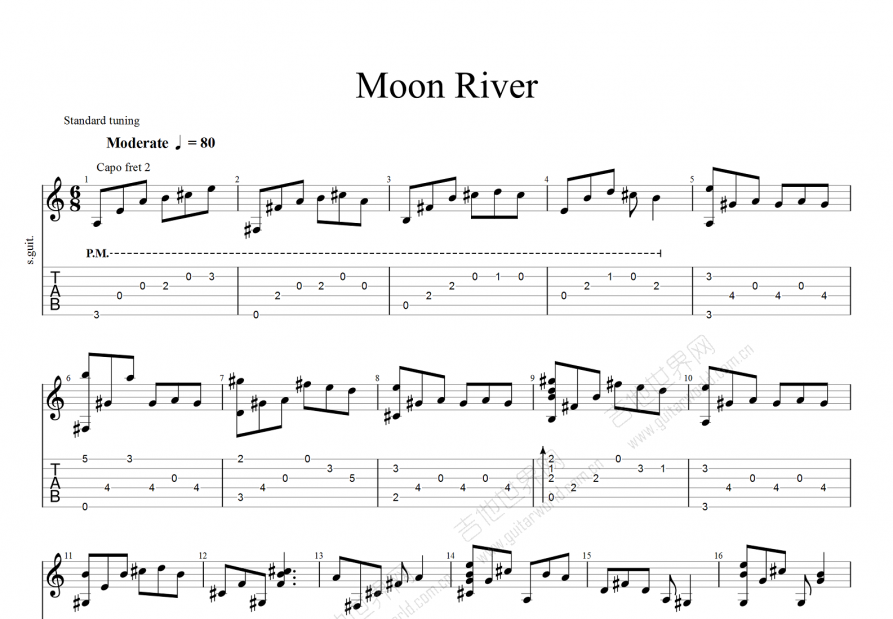 Moon River吉他谱预览图