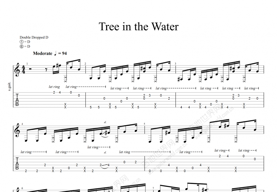 tree in the water吉他谱_郑成河_D调指弹