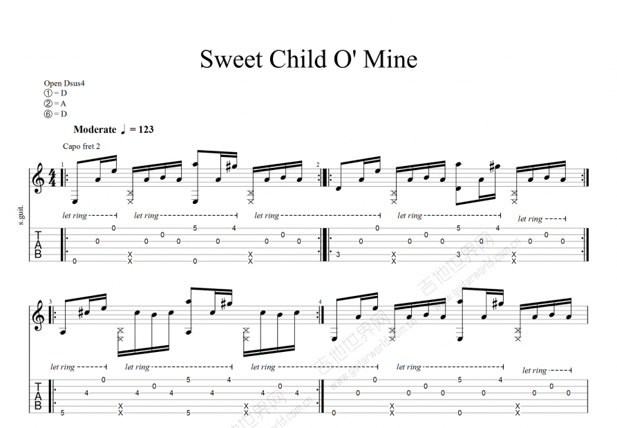 sweet child o mine吉他谱预览图