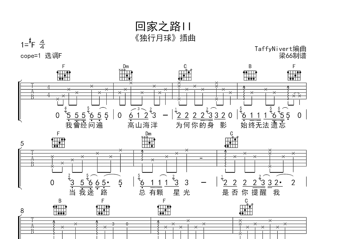 回家之路Ⅱ吉他谱预览图