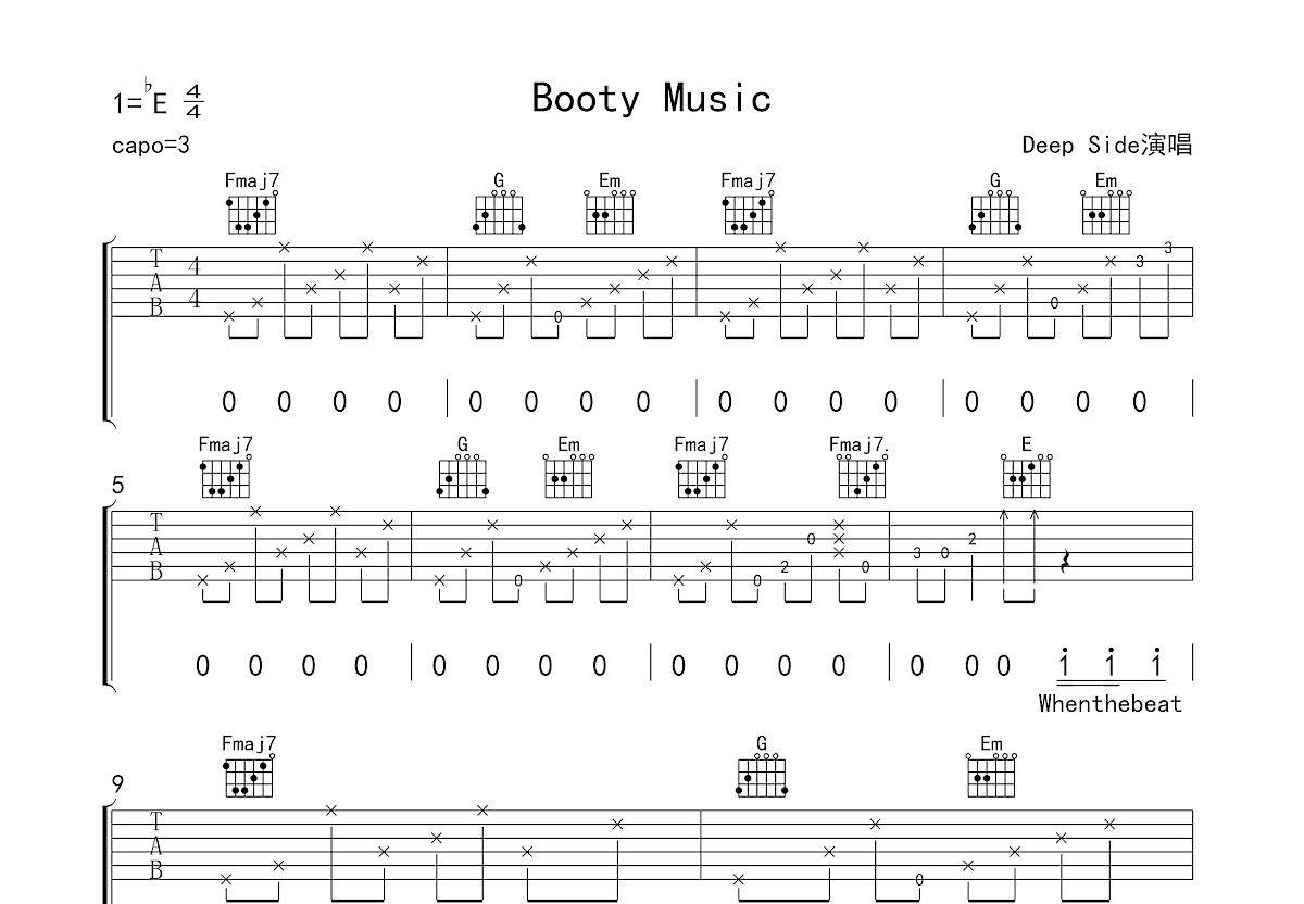 Booty Music吉他谱预览图