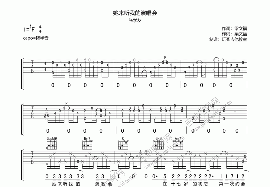 她来听我的演唱会吉他谱预览图