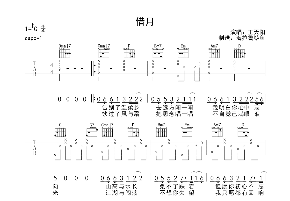 借月吉他谱预览图